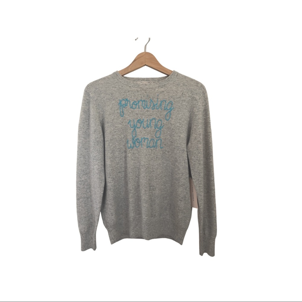 Lingua Franca Promising Young Woman 100% cashmere sweater in heather gray, sz S